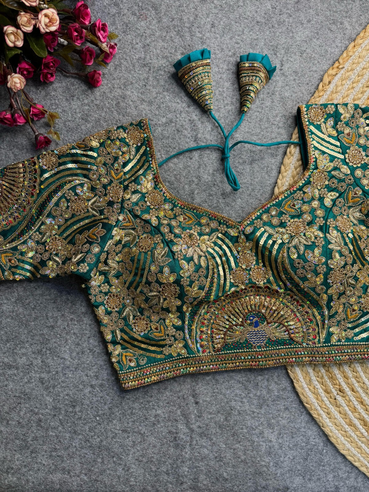 Pure soft Italian silk Embroidered with Sequins work Padded Readymade blouse