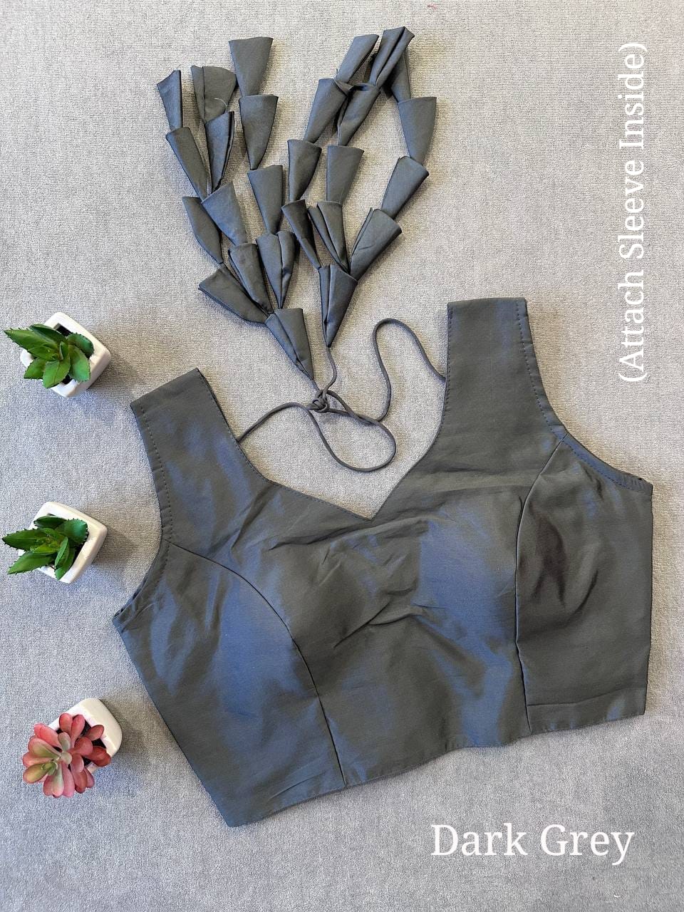 V neck Sleeveless Taffeta raw silk Padded women Crop top Bollywood Blouse