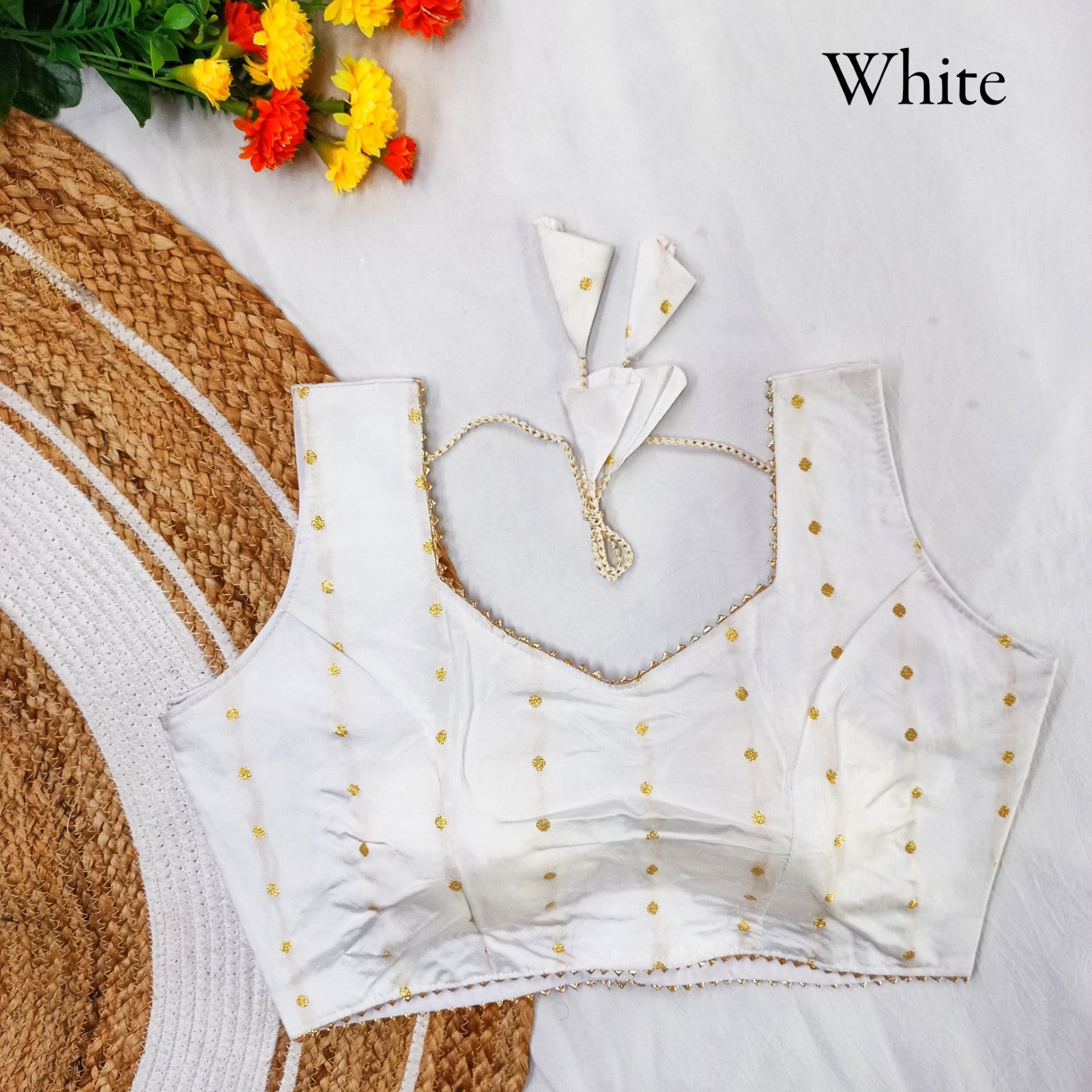 Readymade Tapeta silk Weaving zari butti work Padded Sleeveless Blouse
