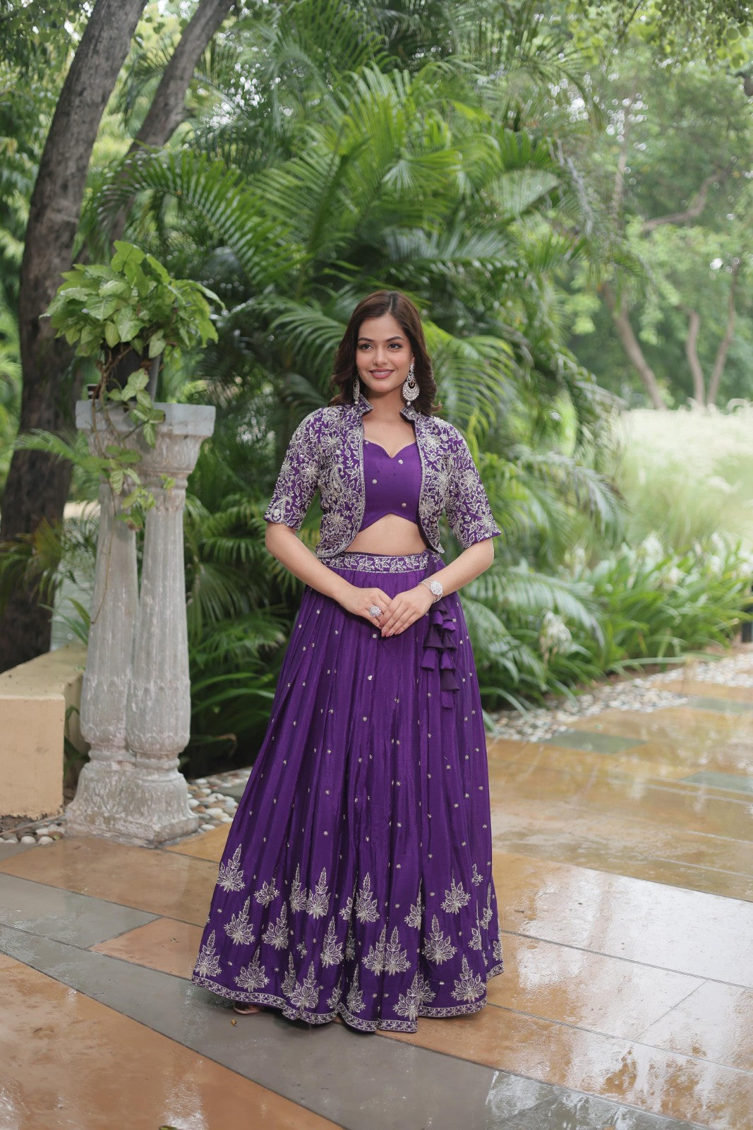 Purple lehenga choli with Koti Pure chinnon with Rich embroidered sequins work lehenga