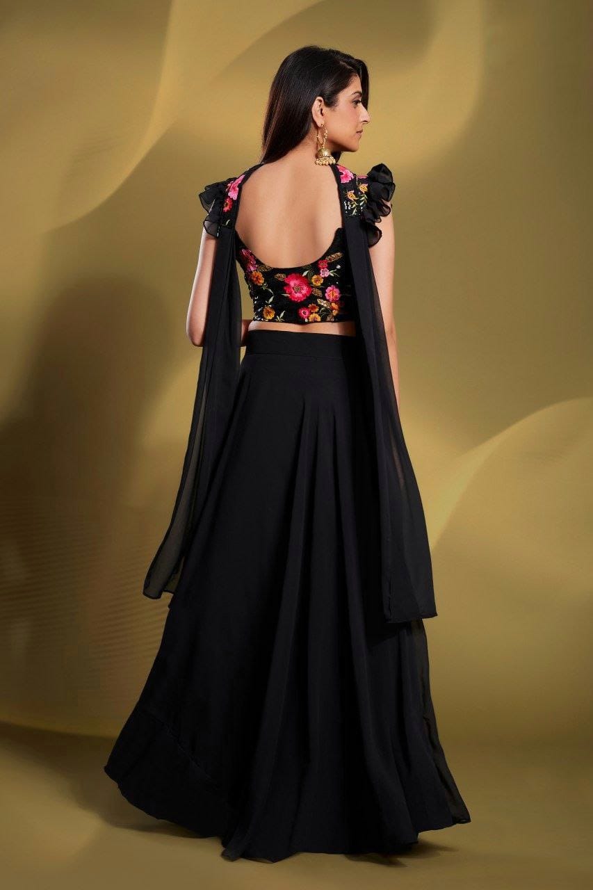 Designer Black Georgette Lehenga choli with Dupatta