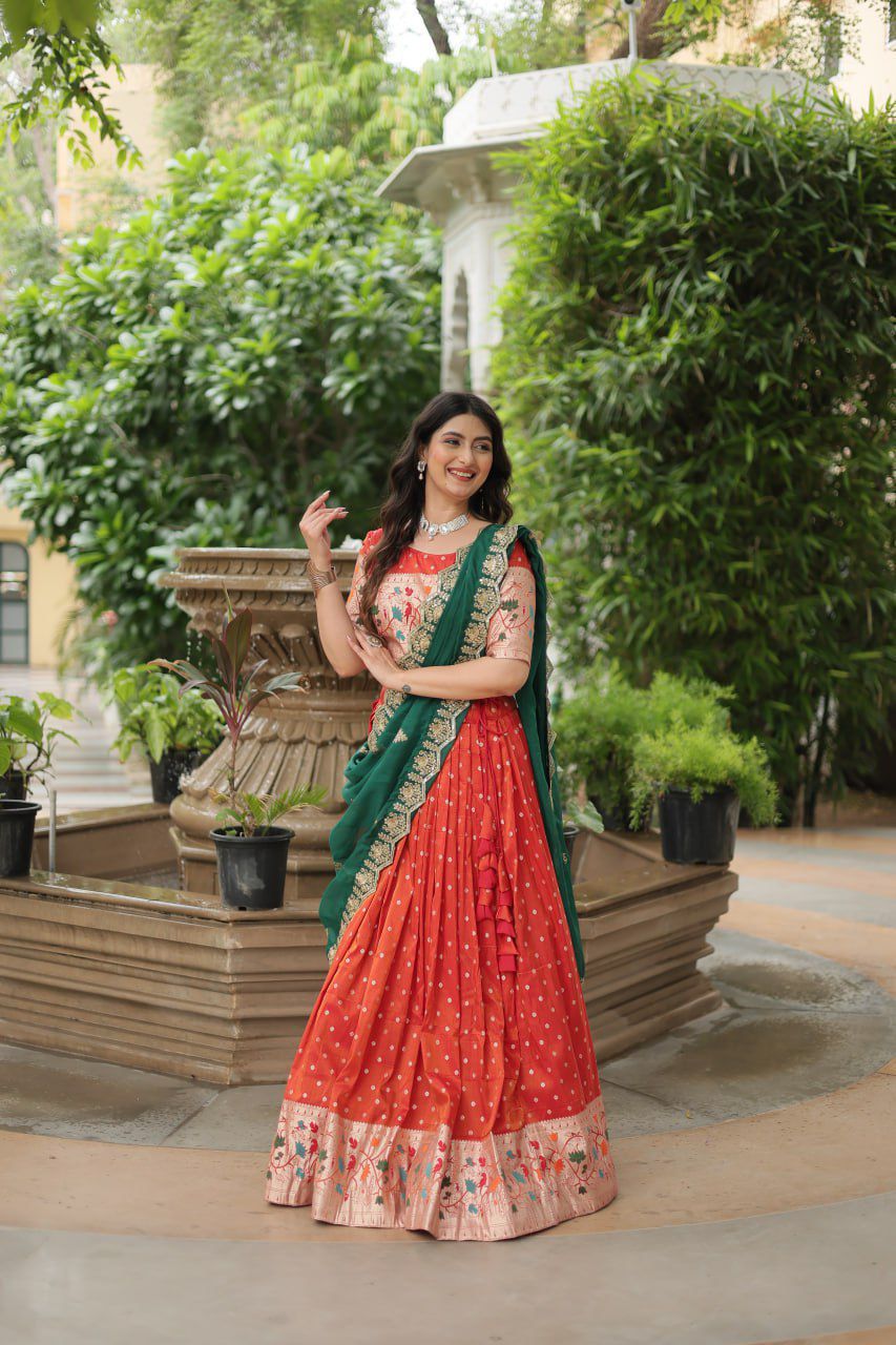 Cosmos Jacquard with Meena weaving lehenga choli with Dupatta