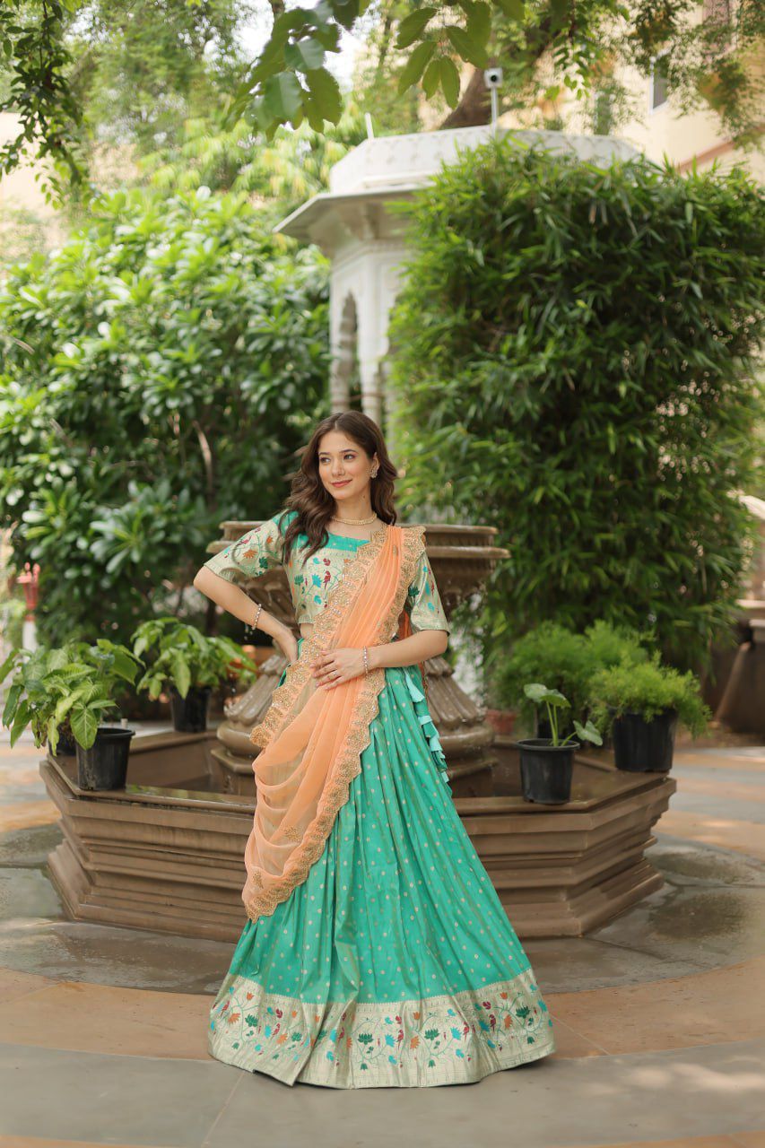Cosmos Jacquard with Meena weaving lehenga choli with Dupatta