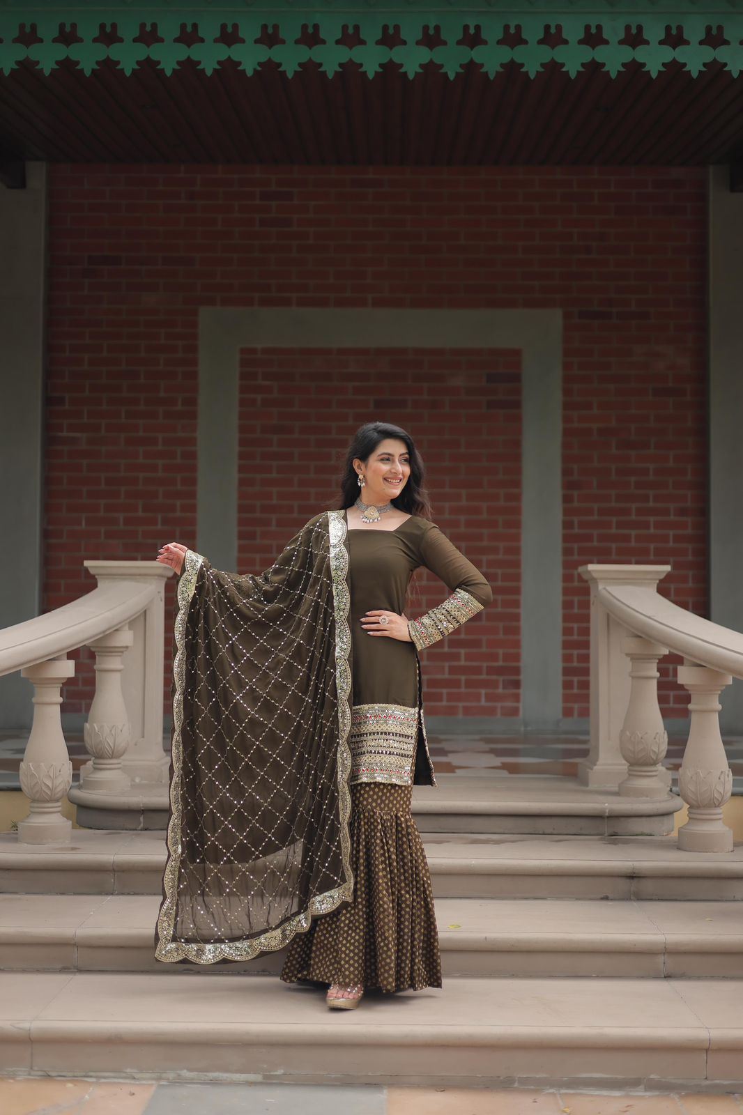 Readymade Salwar kameez with Dupatta Georgette with Embroidered kurta Dress