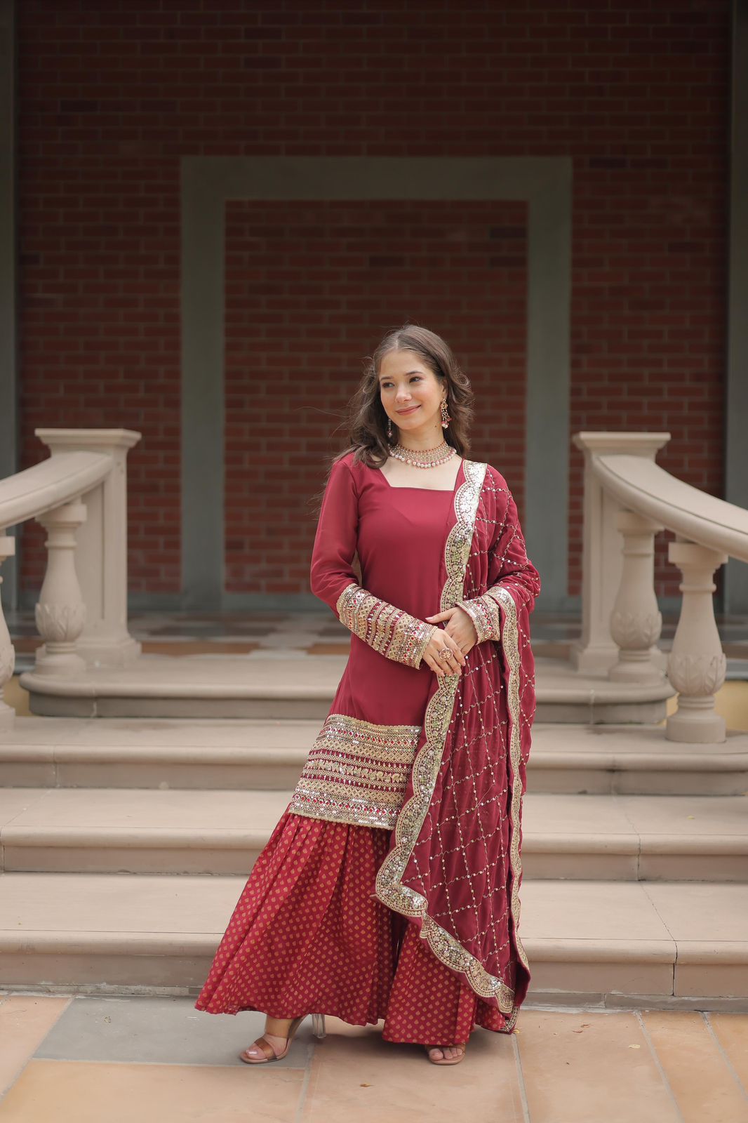 Readymade Salwar kameez with Dupatta Georgette with Embroidered kurta Dress