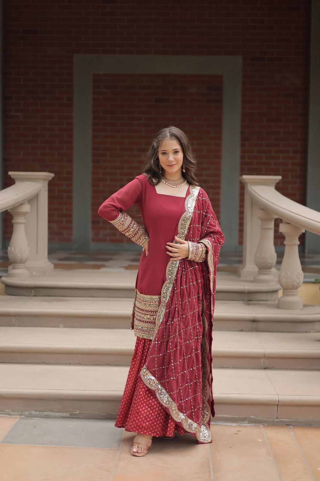 Readymade Salwar kameez with Dupatta Georgette with Embroidered kurta Dress