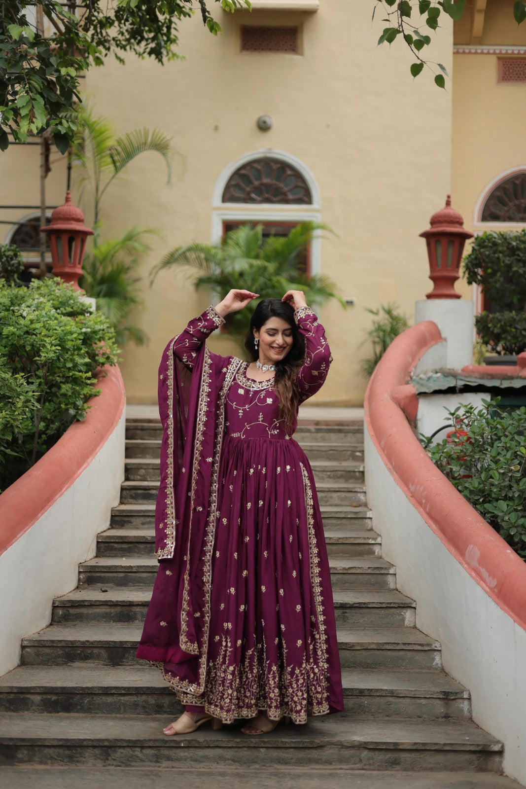 kurta set with Sharara Chinon with Sequins embroidered work Readymade kurta set