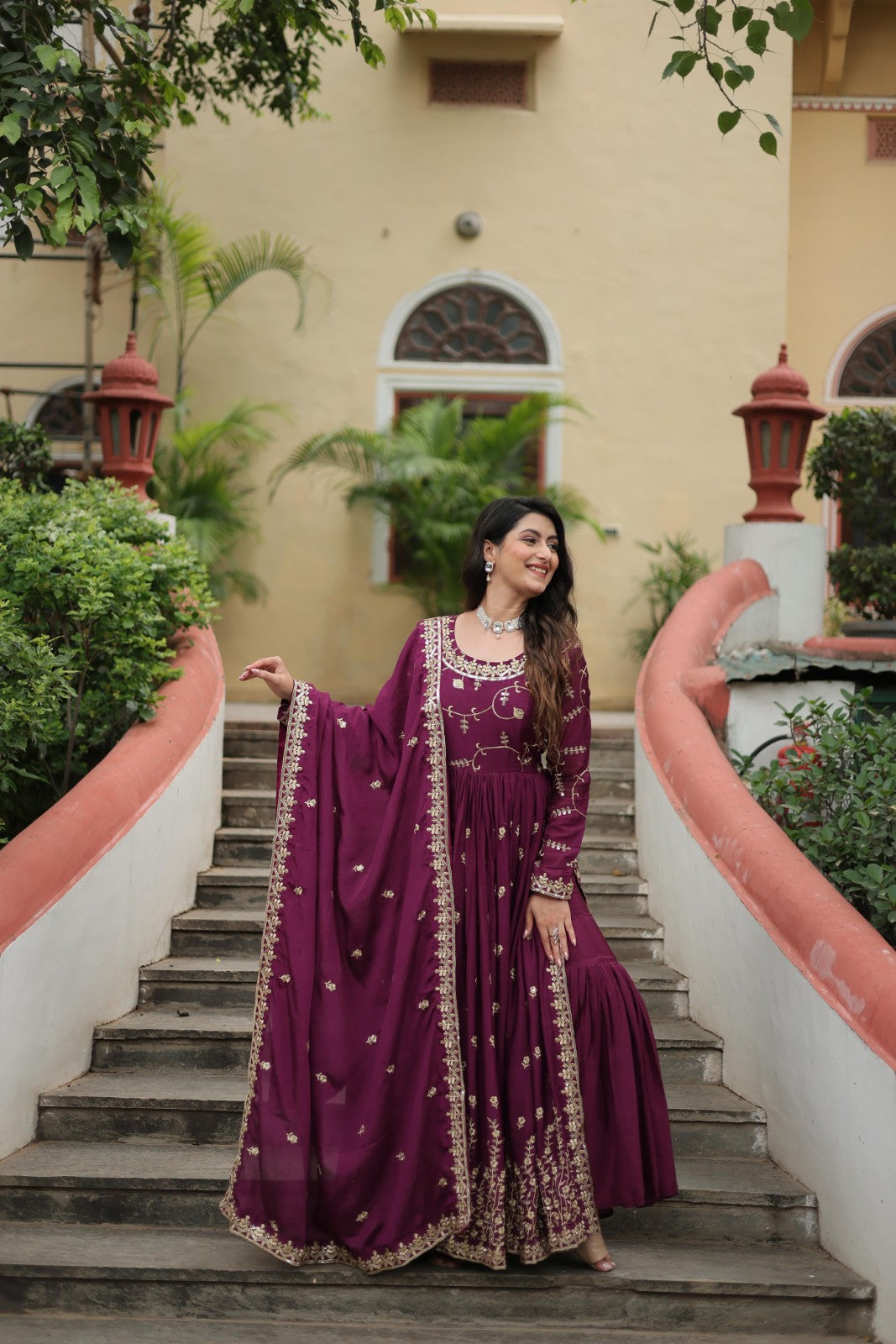 kurta set with Sharara Chinon with Sequins embroidered work Readymade kurta set
