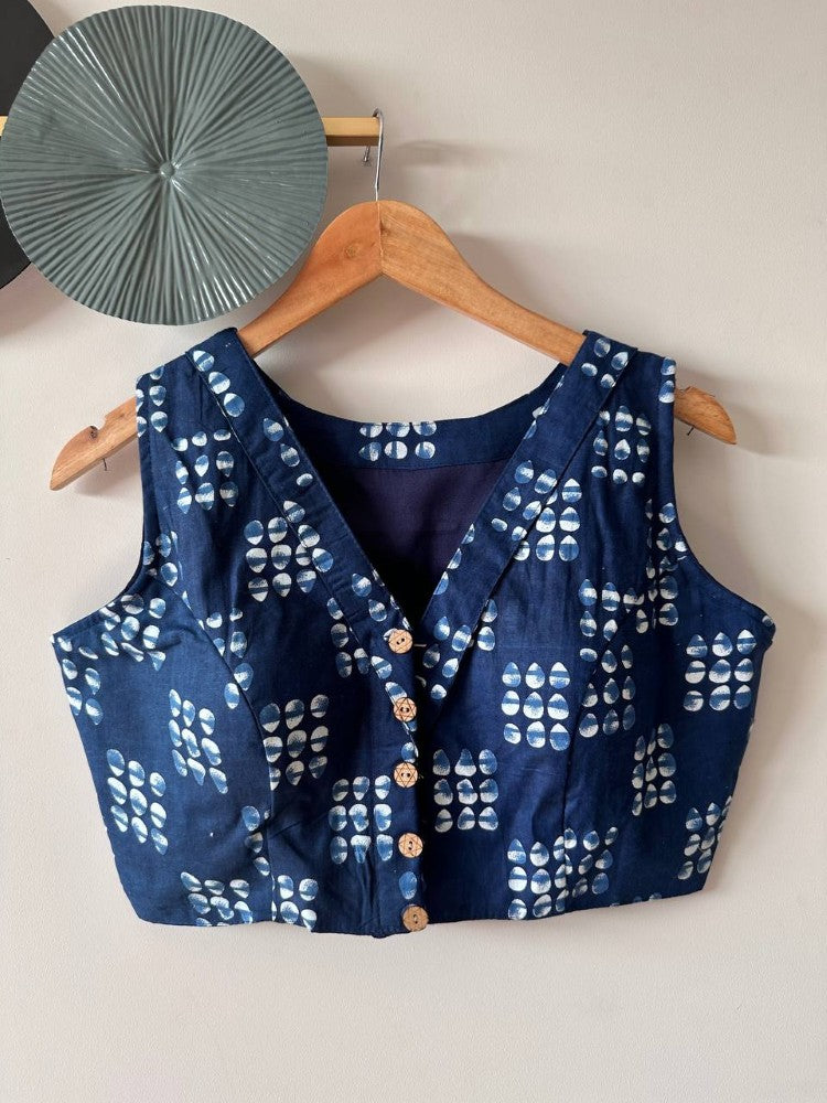 Sleeveless blouse Cotton fabric Hand block printed blouse wear blouse