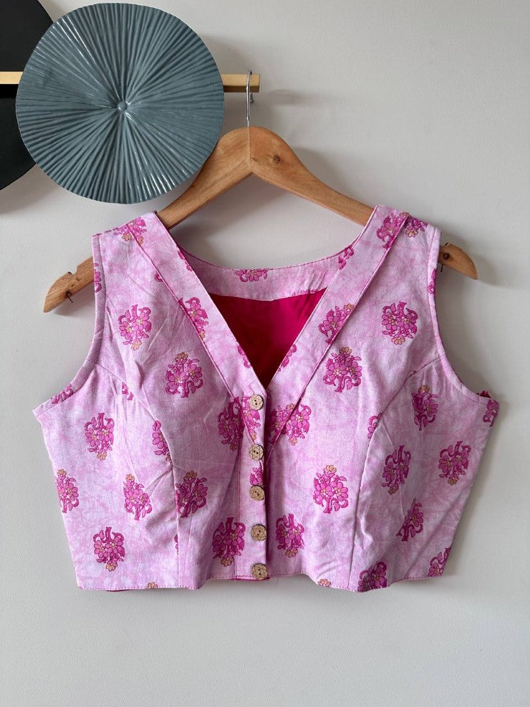 Sleeveless blouse Cotton fabric Hand block printed blouse wear blouse