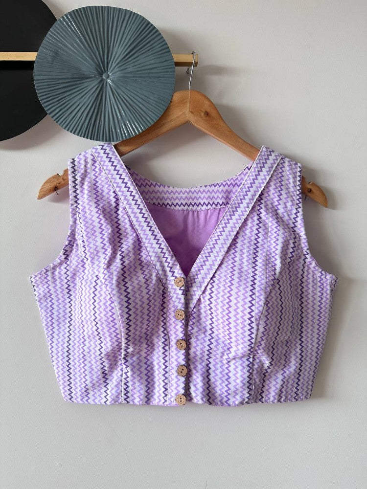 Sleeveless blouse Cotton fabric Hand block printed blouse wear blouse
