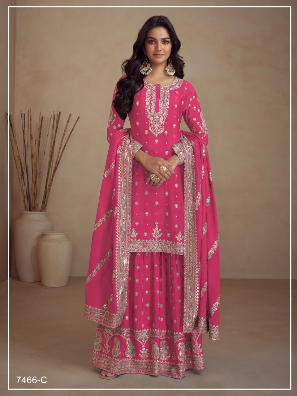 Pakistani Sharara Suit Jimmy Cho Fabric with Embroidered work Sharara Set for women