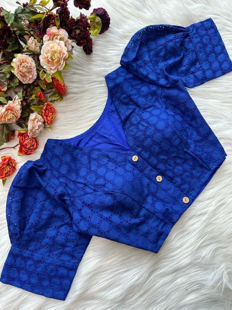 Puff sleeves Pure cotton fabric Hakoba style blouse V neck Women's wear Padded blouse