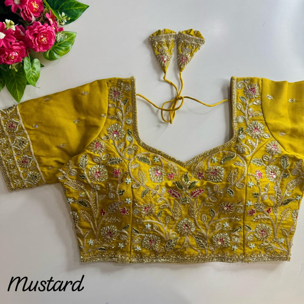 Soft cosmos silk fabric Hand with coding thread work blouse Women's wear sequence blouse