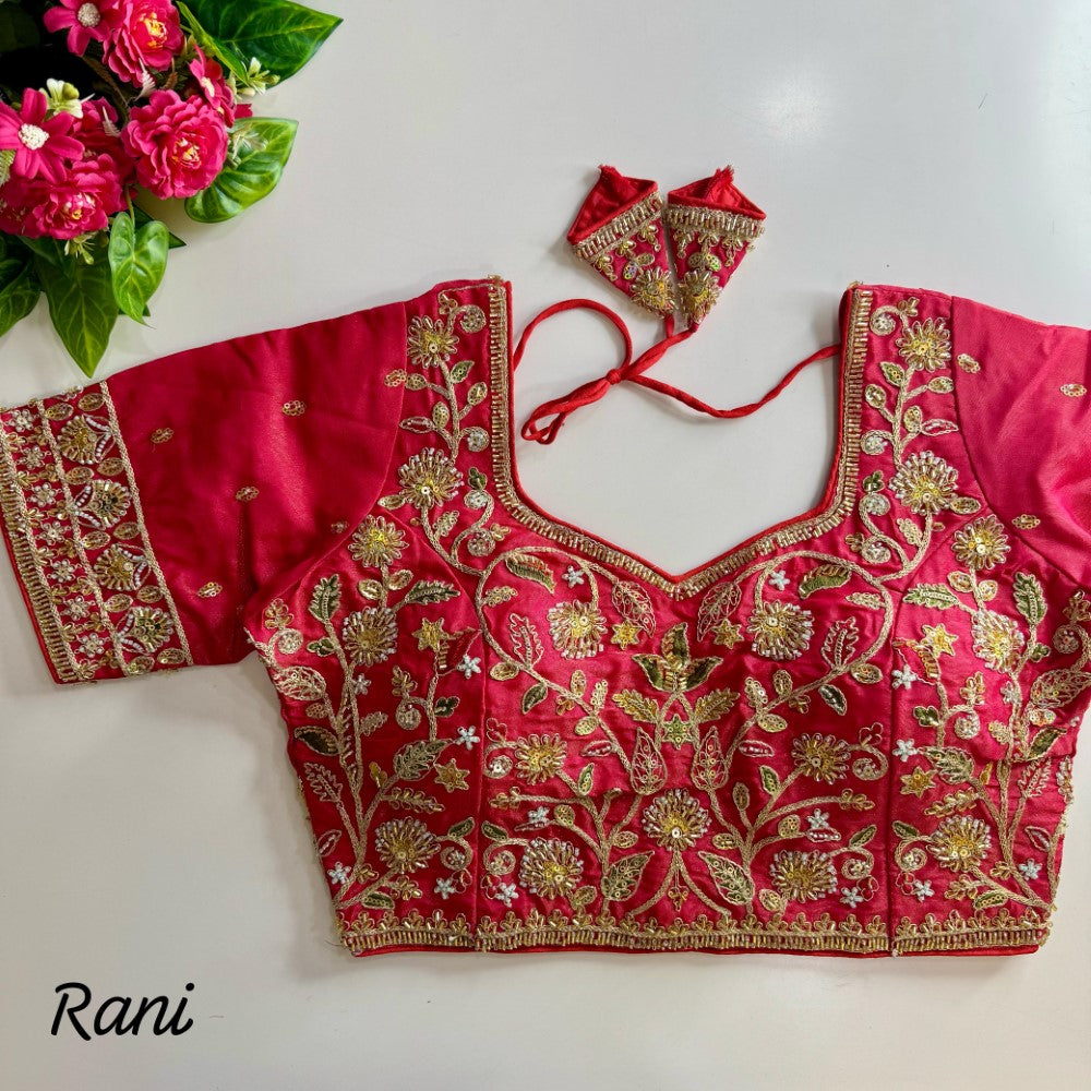 Soft cosmos silk fabric Hand with coding thread work blouse Women's wear sequence blouse