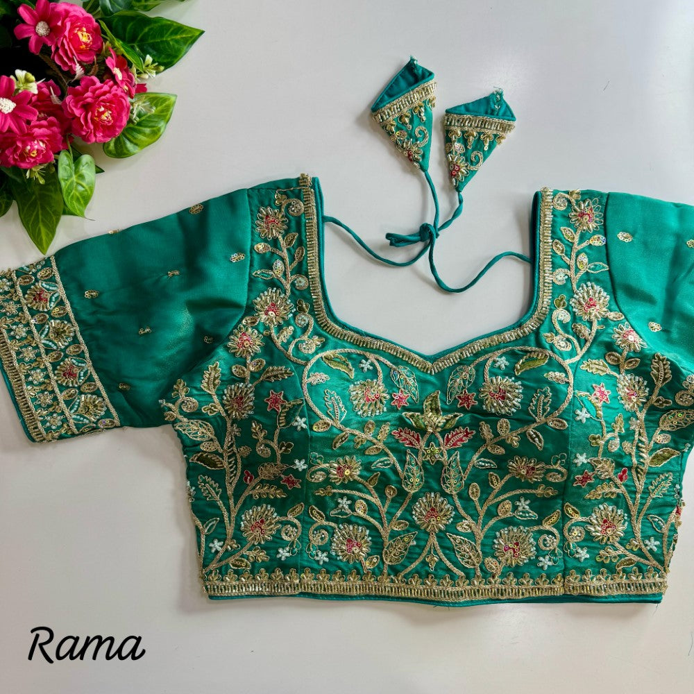Soft cosmos silk fabric Hand with coding thread work blouse Women's wear sequence blouse