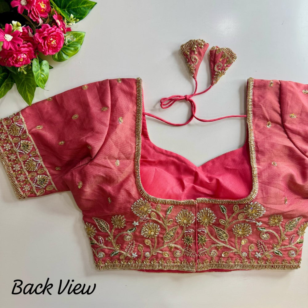 Soft cosmos silk fabric Hand with coding thread work blouse Women's wear sequence blouse