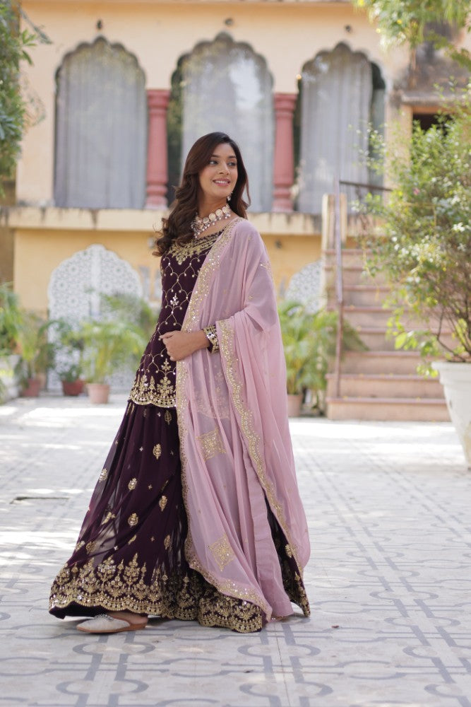 Palazzo Suit for women Georgette Fabric with Embroidered work Salwar Kameez Palazzo Set