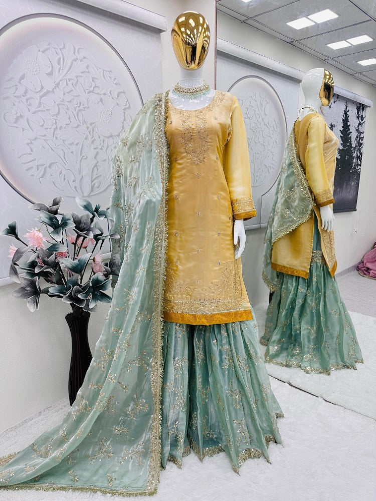 Sharara Set Jimmy Cho Fabric with Embroidered work Sharara Suit for women
