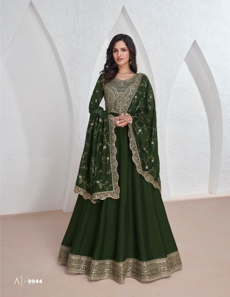 Pakistani Salwar Kameez Gown Vichitra Fabric with Embroidered work  with Sequence