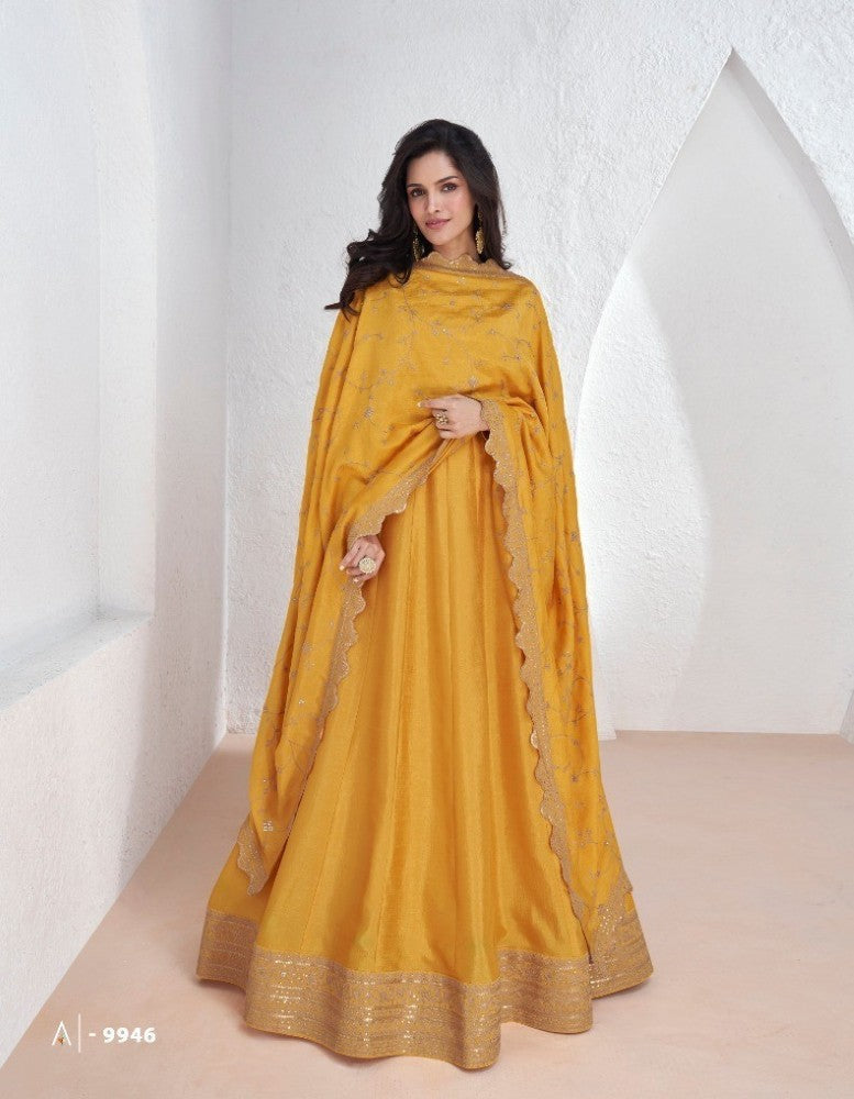Pakistani Salwar Kameez Gown Vichitra Fabric with Embroidered work  with Sequence