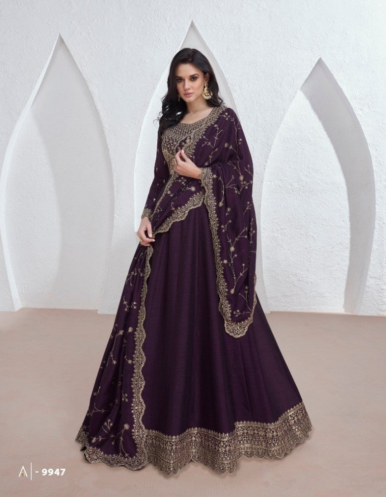 Pakistani Salwar Kameez Gown Vichitra Fabric with Embroidered work  with Sequence