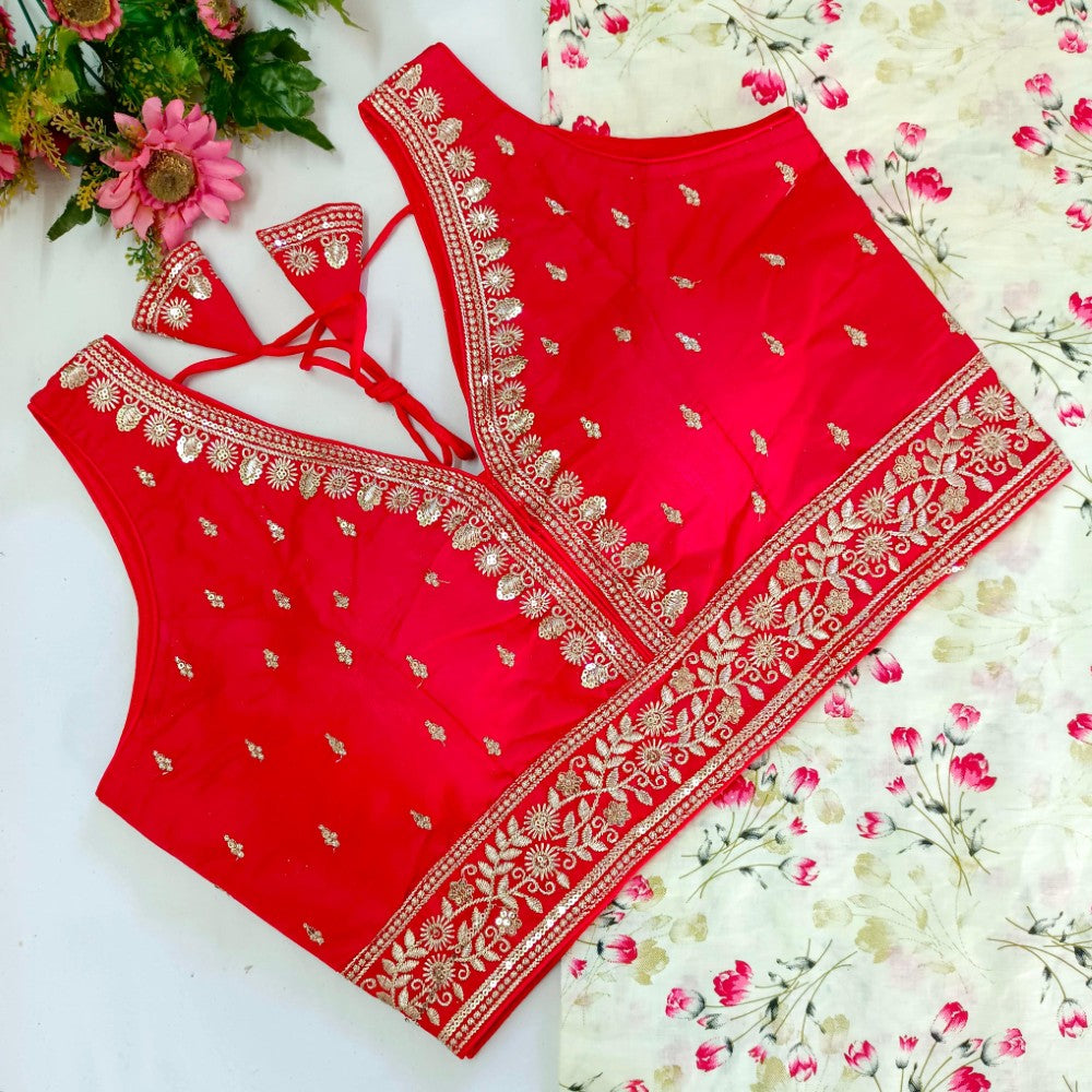 Readymade saree blouse V Neck Embroidery with Zari work Party wear blouse top