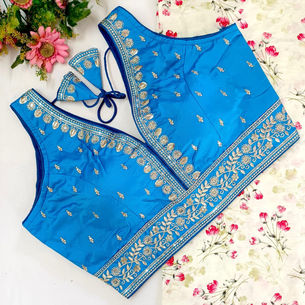 Readymade saree blouse V Neck Embroidery with Zari work Party wear blouse top