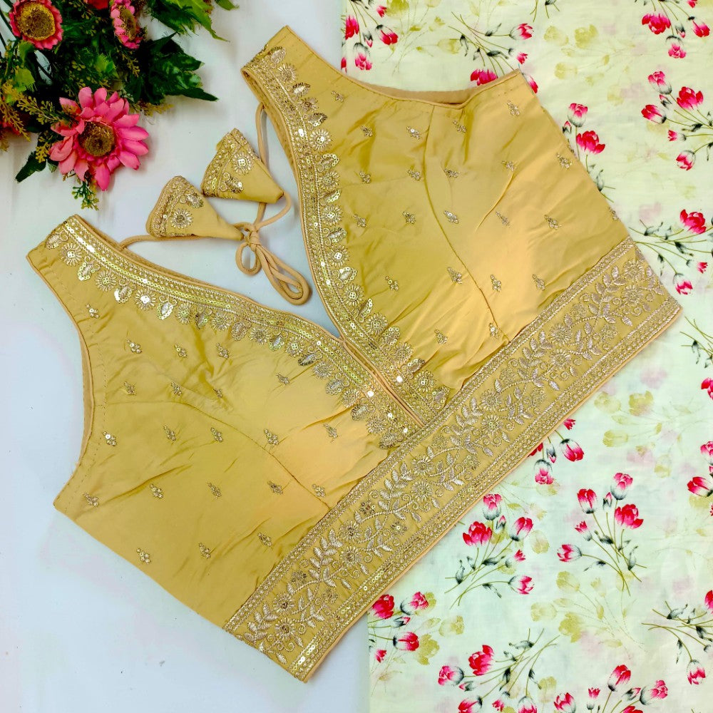 Readymade saree blouse V Neck Embroidery with Zari work Party wear blouse top
