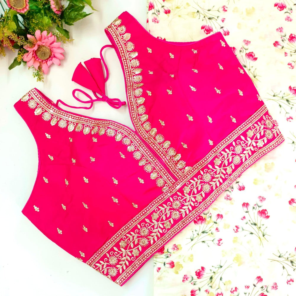Readymade saree blouse V Neck Embroidery with Zari work Party wear blouse top