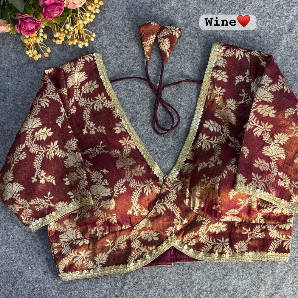 Deep v neck Pure cosmos viscose jacquard silk blouse Women's wear Padded blouse