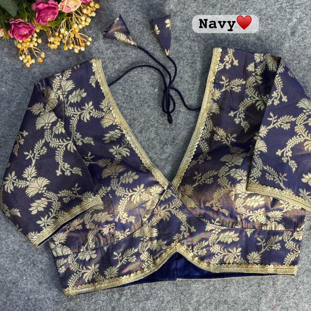 Deep v neck Pure cosmos viscose jacquard silk blouse Women's wear Padded blouse