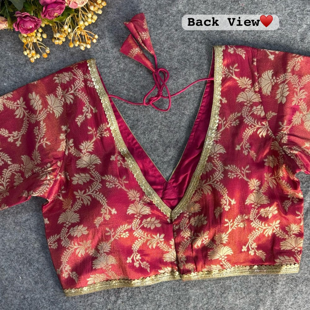 Deep v neck Pure cosmos viscose jacquard silk blouse Women's wear Padded blouse