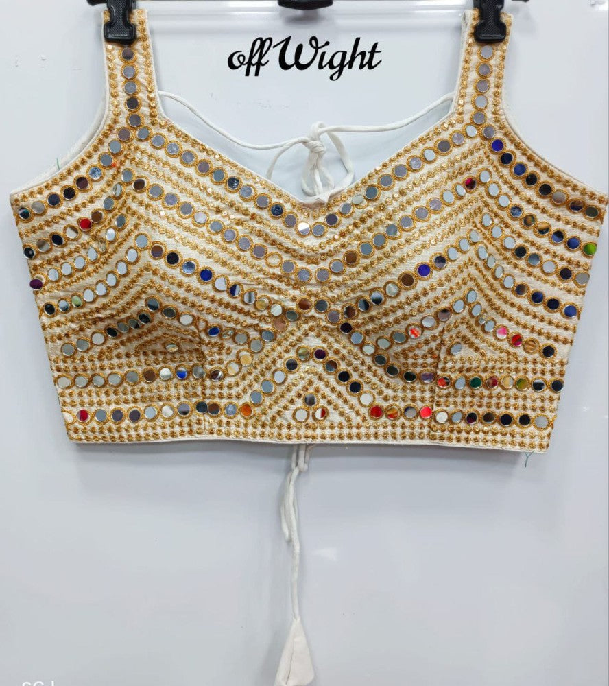 Mirror blouse Stitched blouse Real mirror work V Neck Party wear fancy blouse top