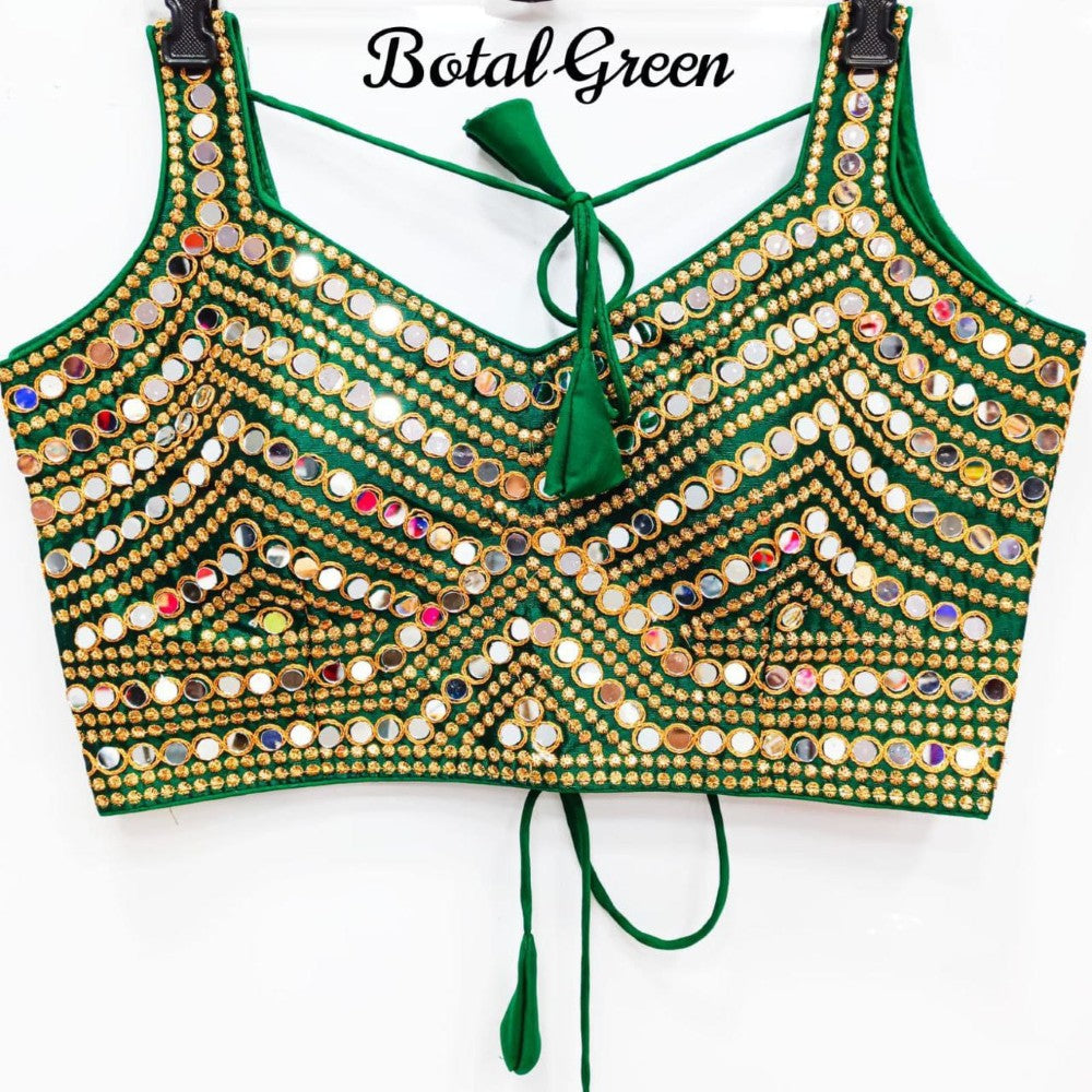Mirror blouse Stitched blouse Real mirror work V Neck Party wear fancy blouse top
