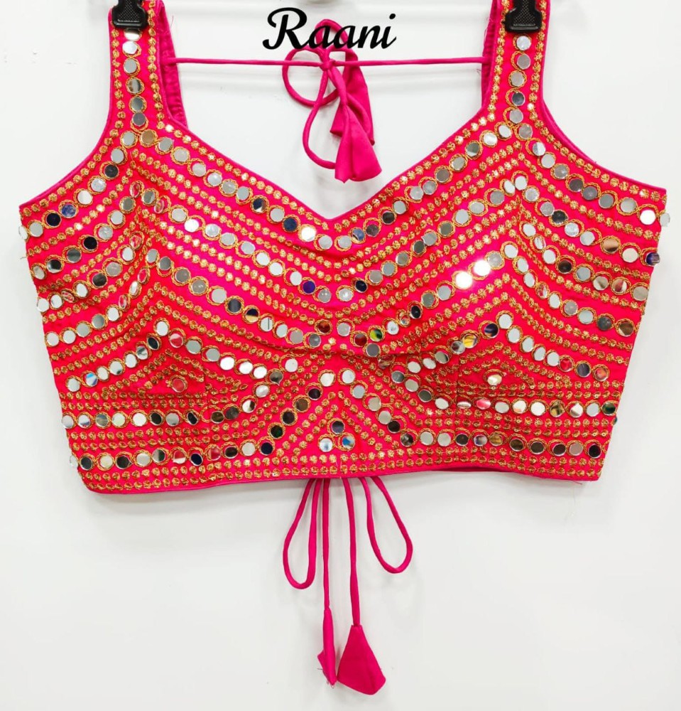 Mirror blouse Stitched blouse Real mirror work V Neck Party wear fancy blouse top
