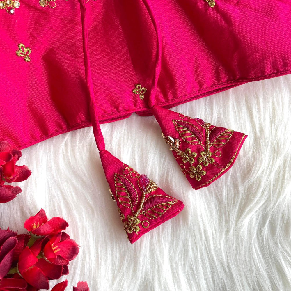 Readymade blouse Banarasi silk fabric Thread ton to ton beads and khatli with handwork work