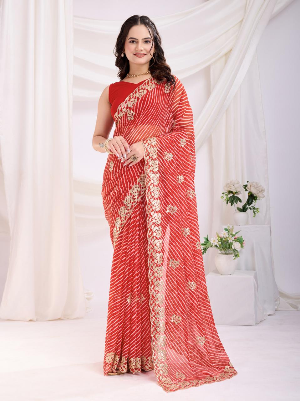 Party wear Georgette fabric Digital print work sari Women's wear Sequins saree