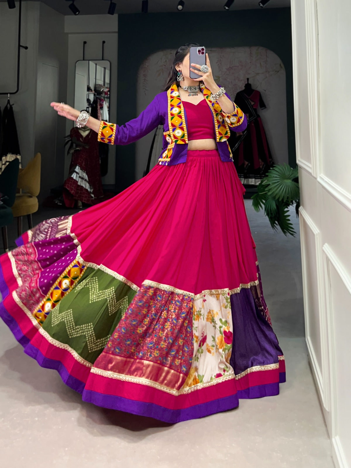 Pink Lehenga choli with koti Designer Ghagra choli Rayon silk lehenga with print work