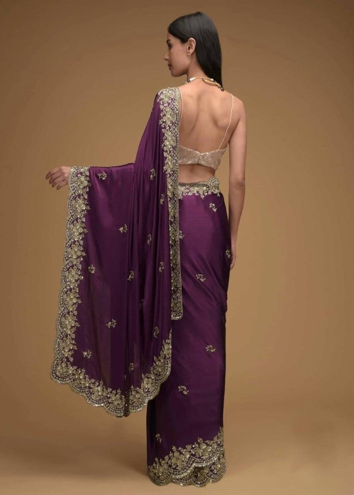 Premium black rangoli silk saree Embroidery coding with sequins work Women wear sari