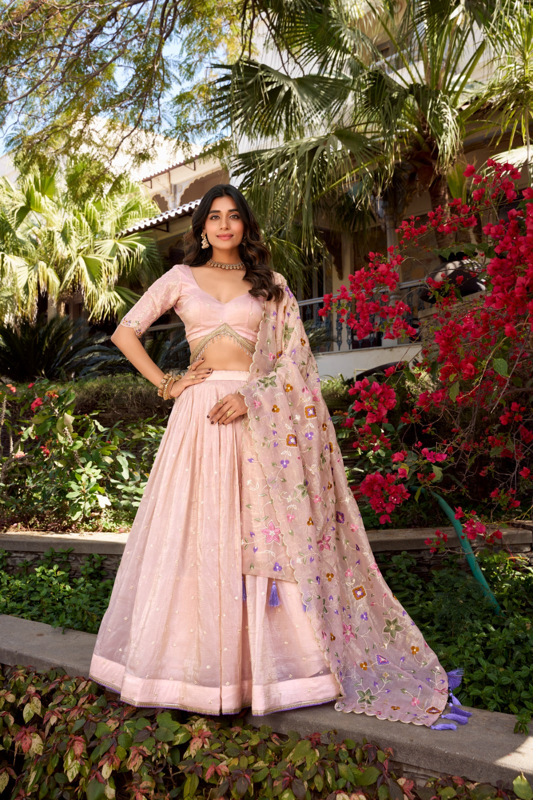 Designer Ghagra choli Gold crush Sequins with thread Embroidery work Lehenga choli