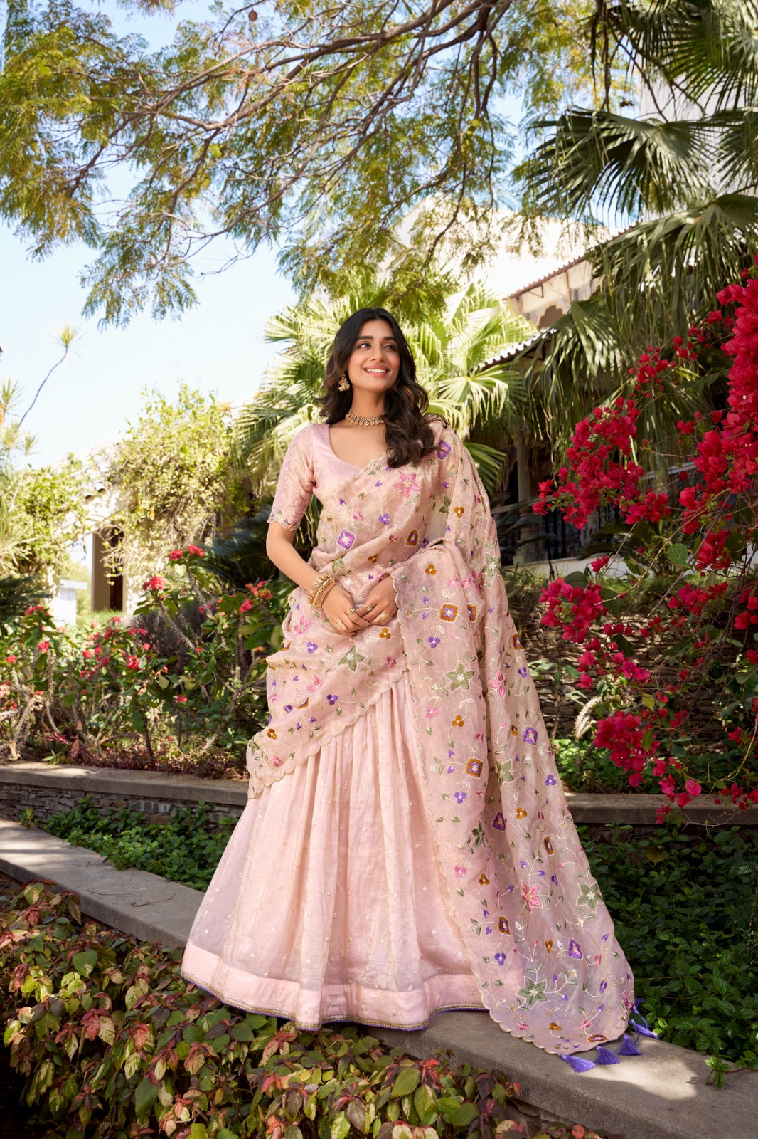 Designer Ghagra choli Gold crush Sequins with thread Embroidery work Lehenga choli