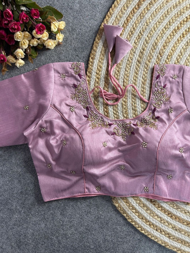 Women's wear blouse Pure silk fabric Handwork Padded saree blouse Women top blouse