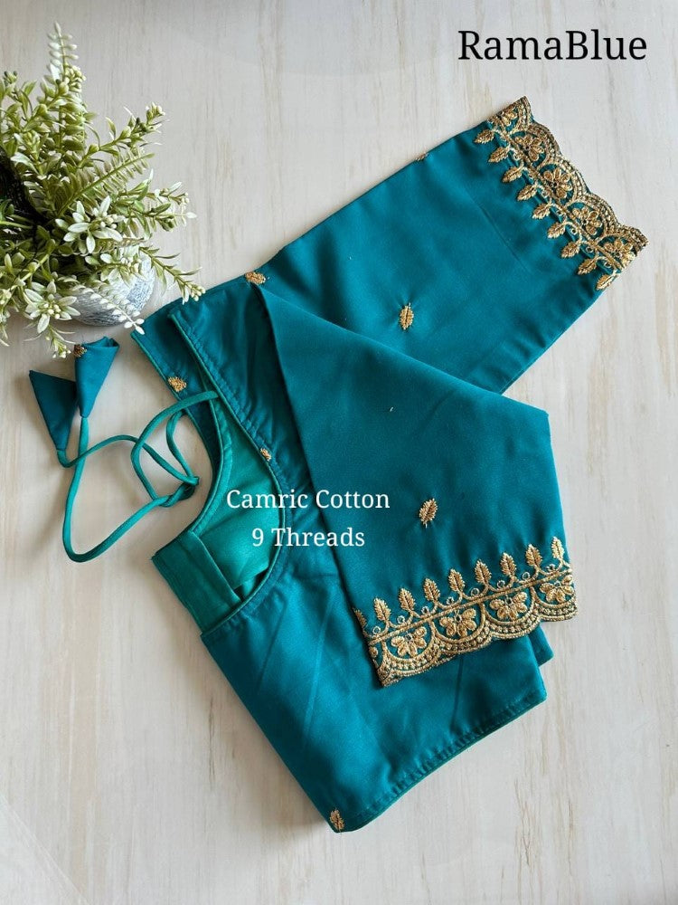 Cambric cotton fabric Blouse Embroidery with thread work Non padded blouse Women's wear