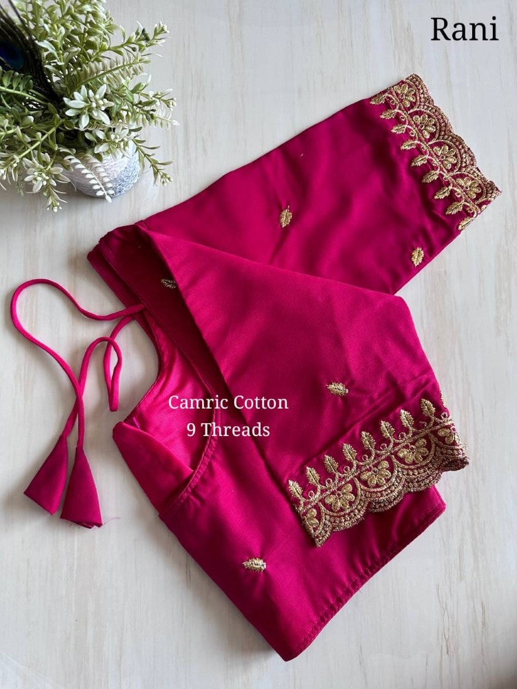 Cambric cotton fabric Blouse Embroidery with thread work Non padded blouse Women's wear