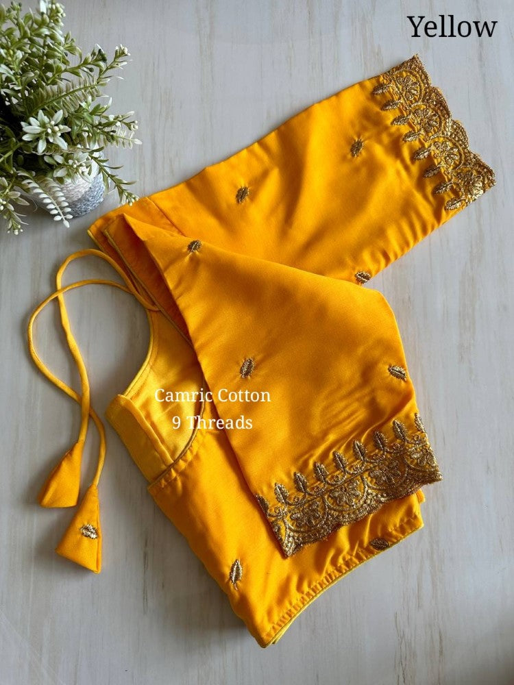 Cambric cotton fabric Blouse Embroidery with thread work Non padded blouse Women's wear