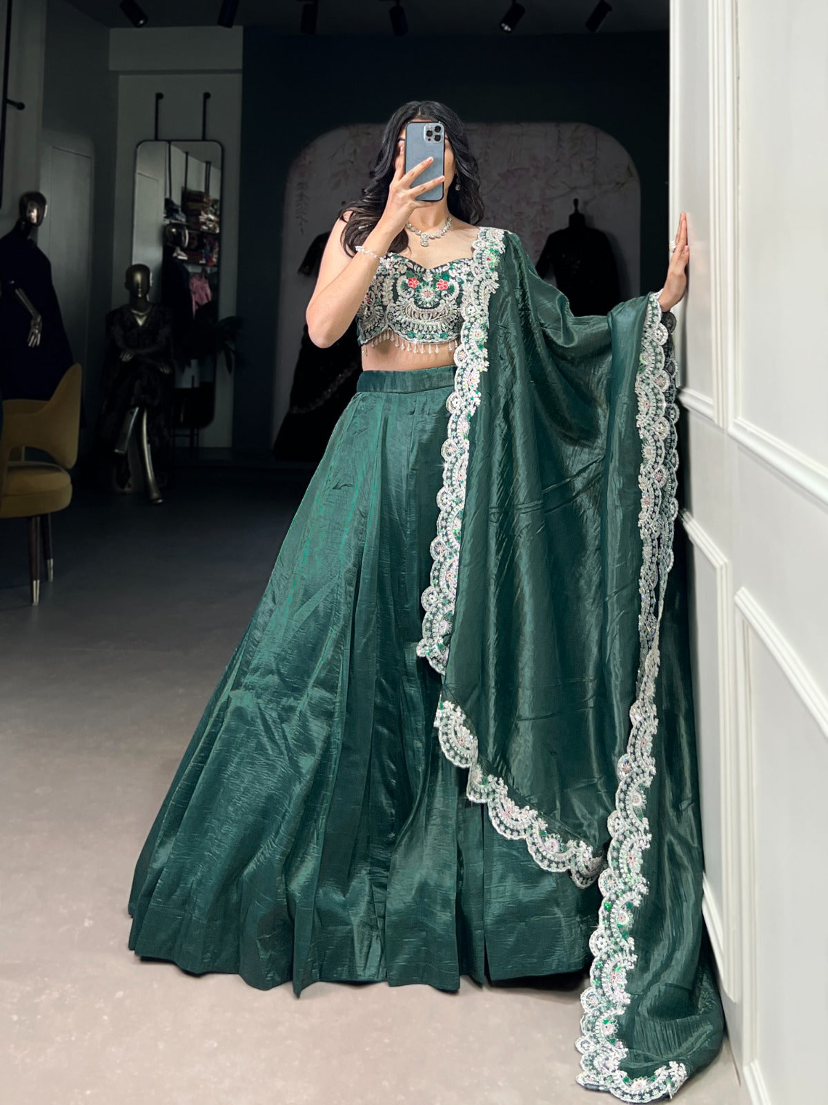 Designer Chaniya choli Gold crush fabric Plain Lehenga blouse with Dupatta