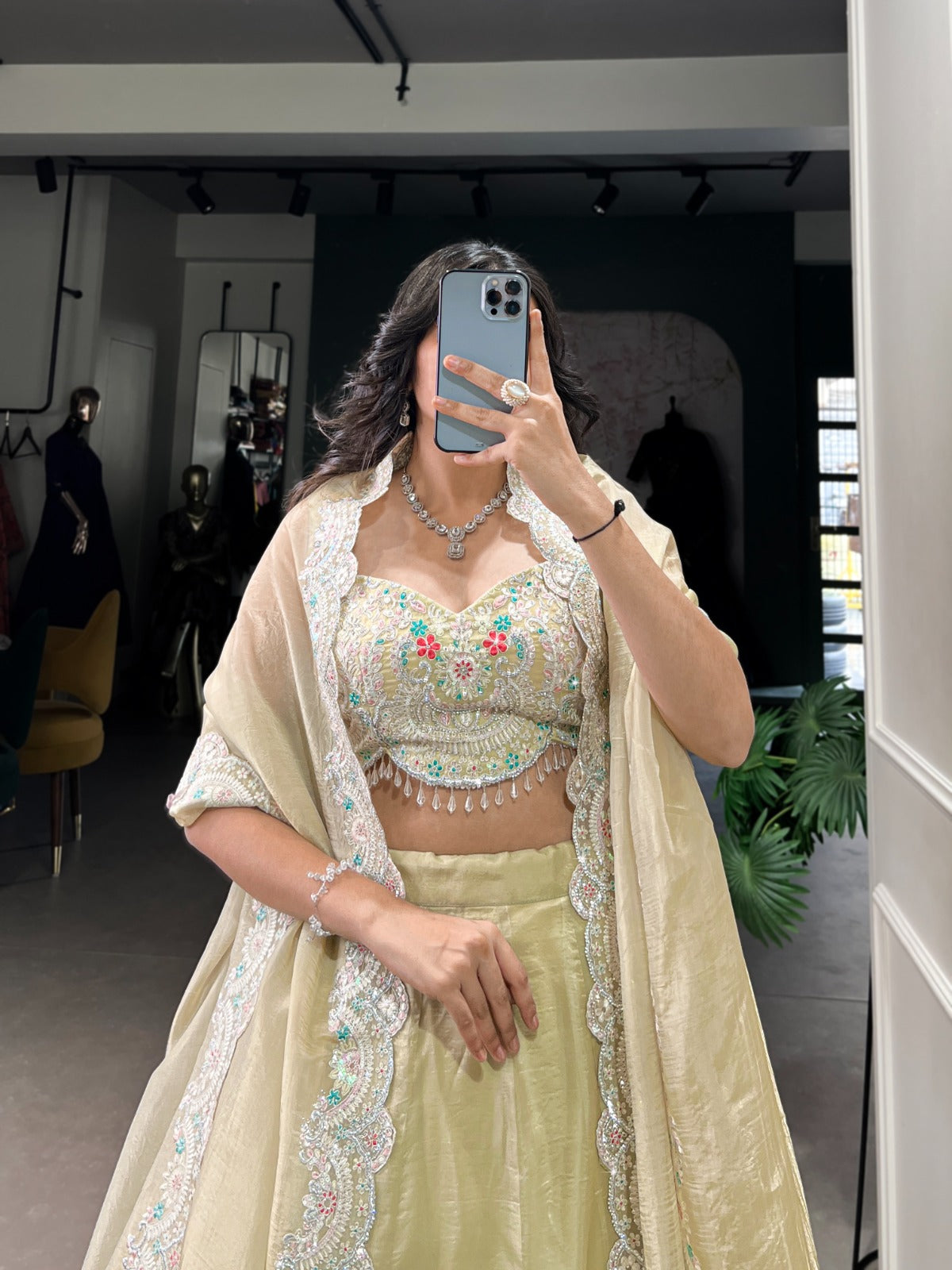 Designer Chaniya choli Gold crush fabric Plain Lehenga blouse with Dupatta