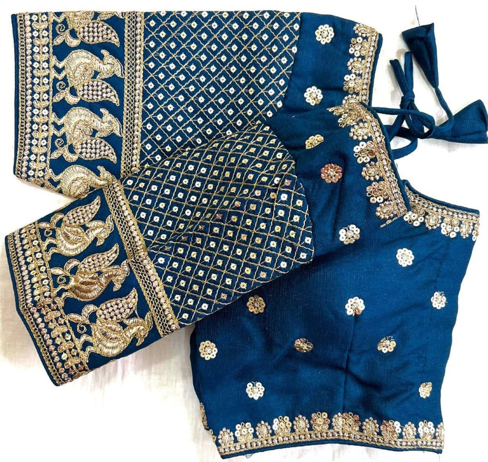 Women's wear blouse Embroidery with sequence work Cobra silk fabric Padded blouse