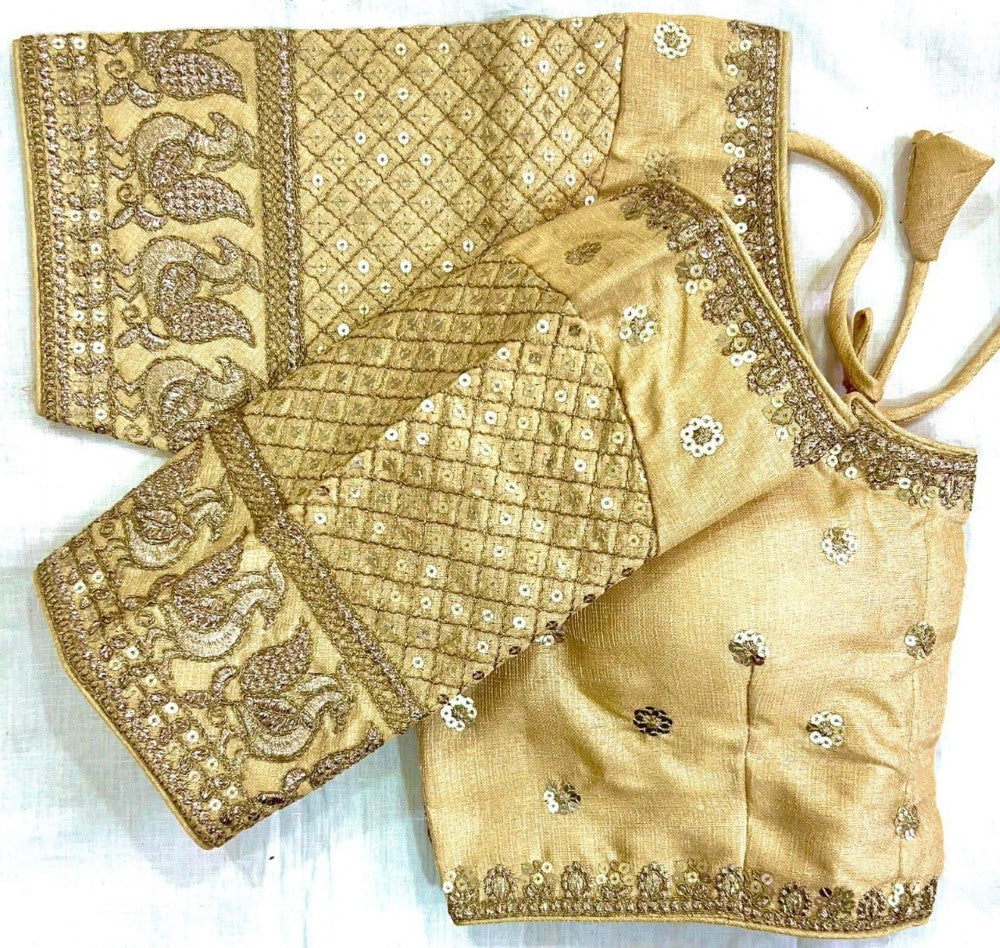 Women's wear blouse Embroidery with sequence work Cobra silk fabric Padded blouse